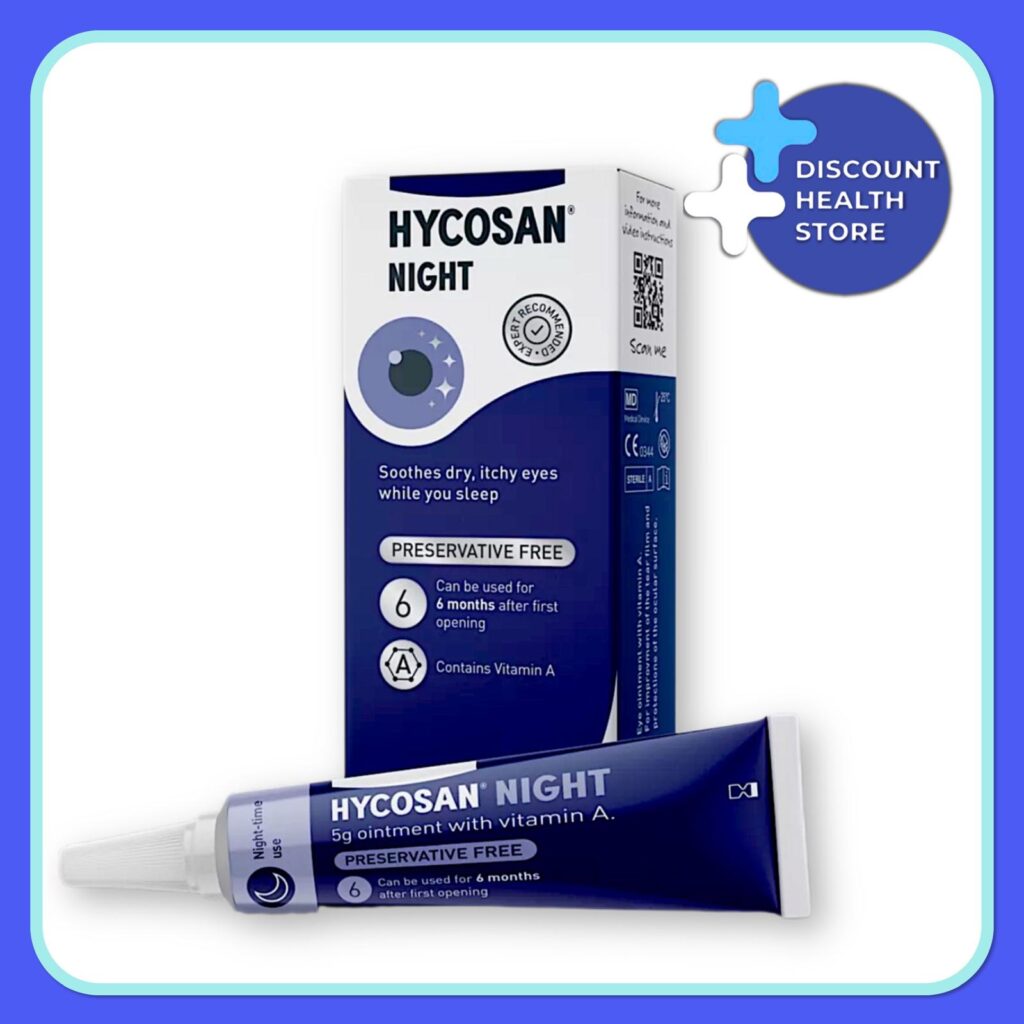 1 X Hycosan Night Eye Ointment Soothes Dry Itchy Eyes Sleep Preservative Free 5g